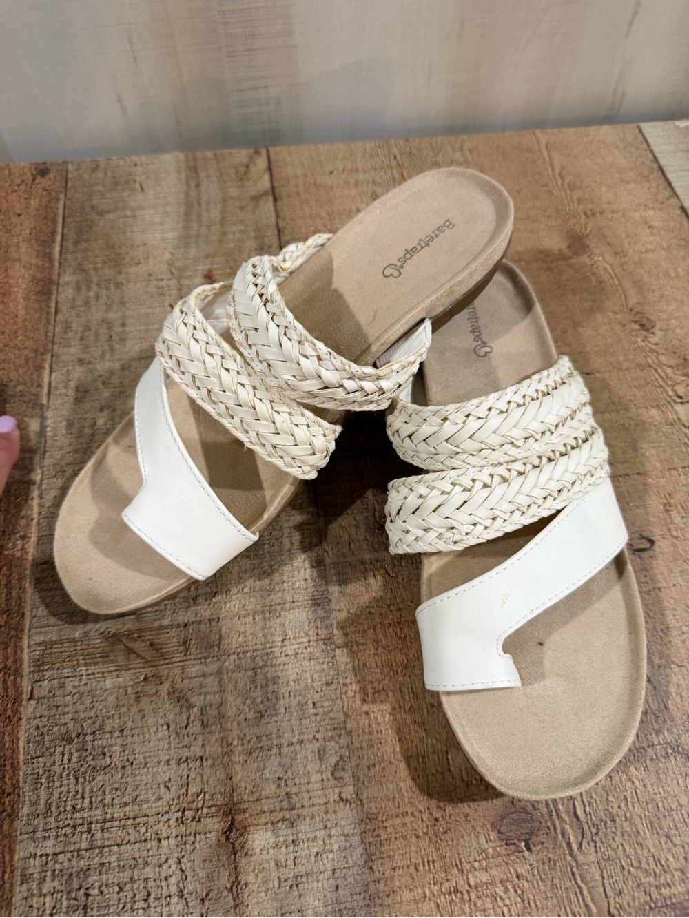 BareTraps Off-White Braided Slide Sandals Size 9.5 - Picture 2 of 8